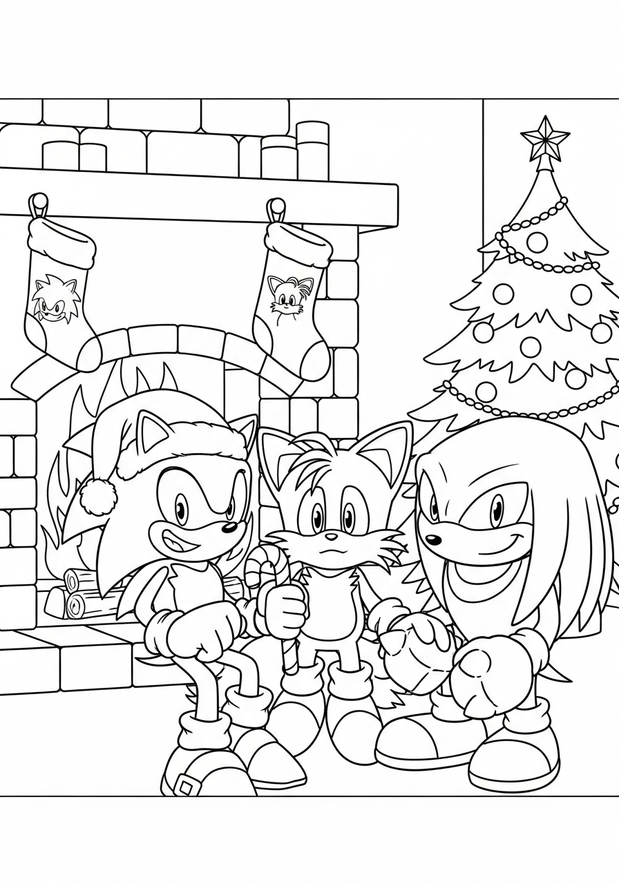 coloring pages printable Sonic Christmas 1