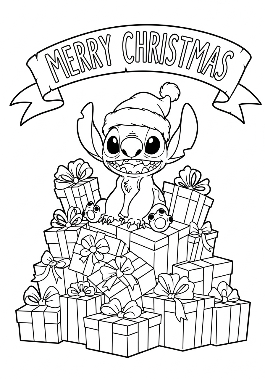 Stitch Christmas Coloring Pages 14 Stitch Christmas coloring pages for adults
