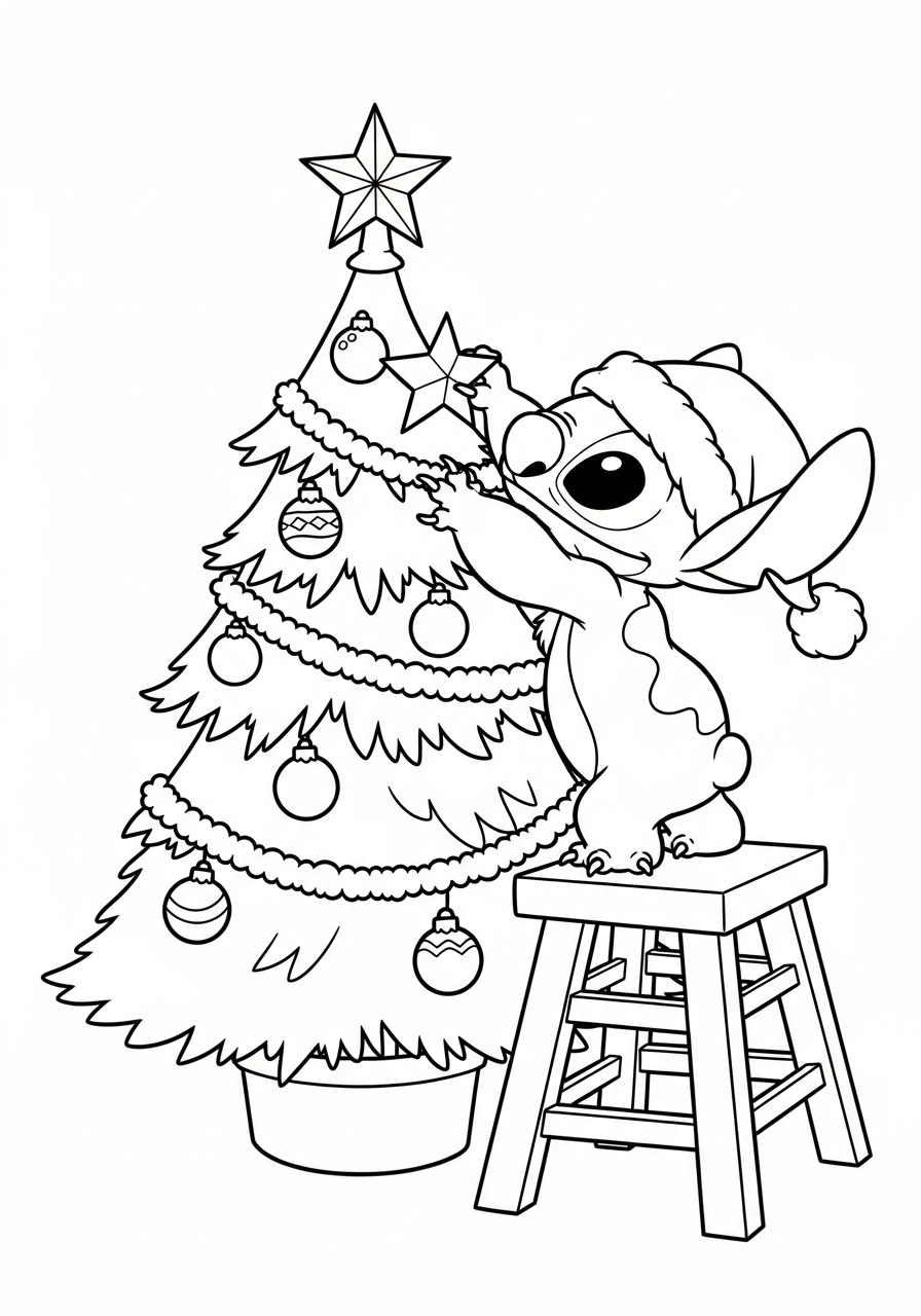 Stitch Christmas Coloring Pages 16 detailed Stitch Christmas coloring pages