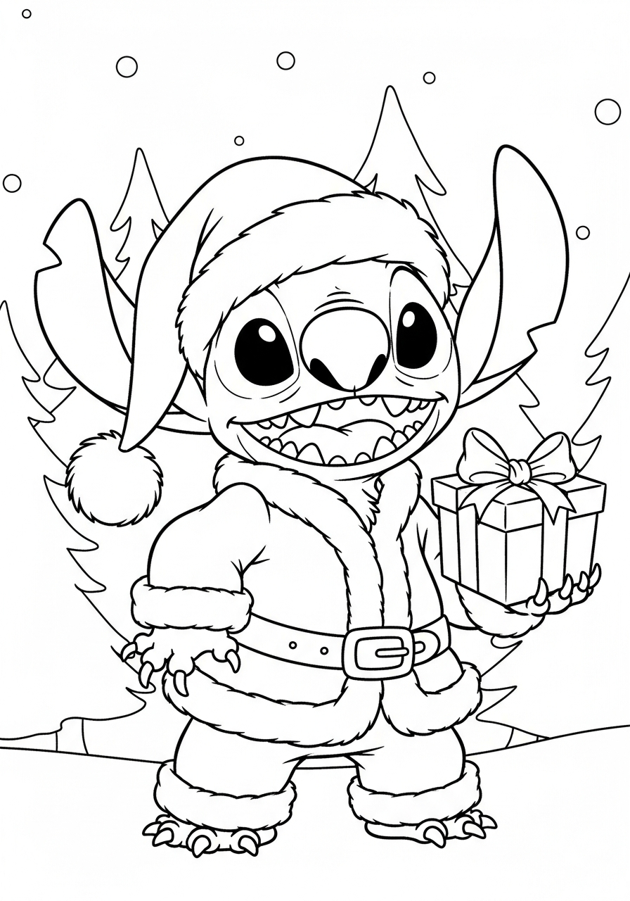Stitch Christmas Coloring Pages 3 adult Stitch Christmas coloring pages