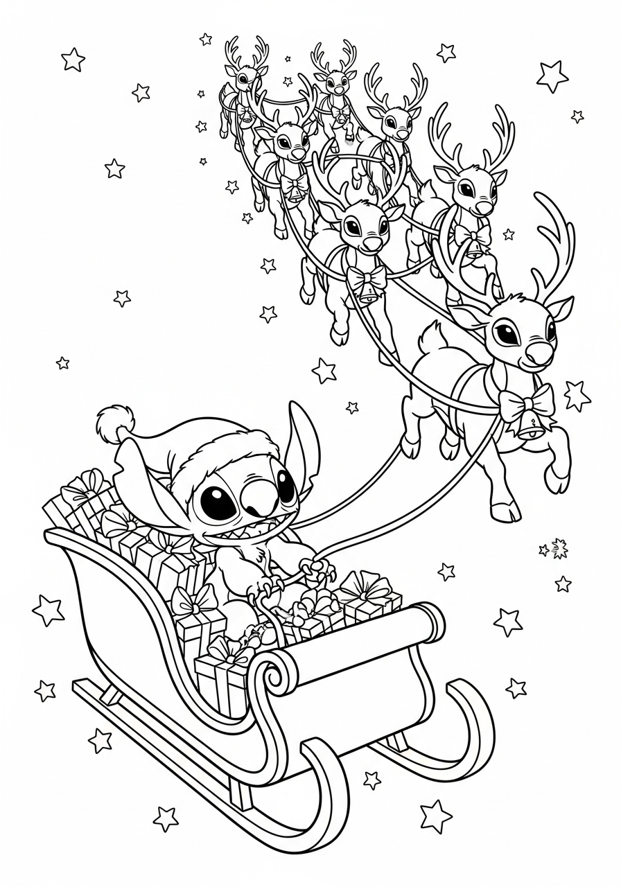 Stitch Christmas Coloring Pages 6 free printable Stitch Christmas coloring pages