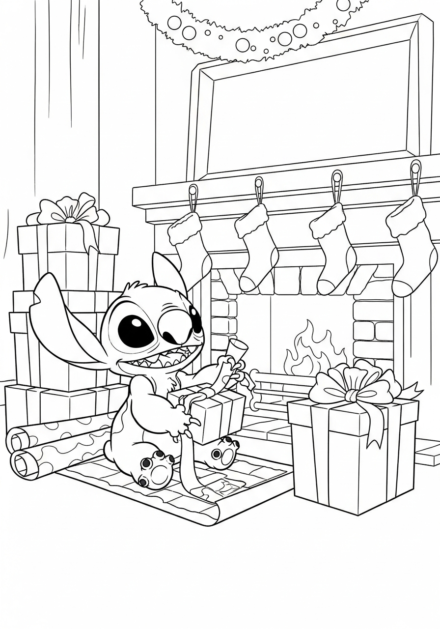 Stitch Christmas Coloring Pages 7 Stitch Christmas free coloring pages