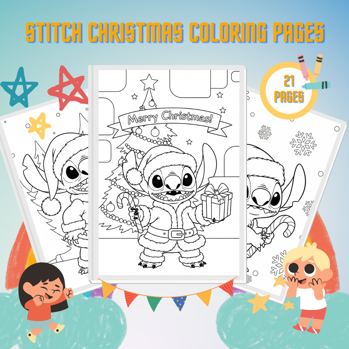 Stitch Christmas Coloring Pages thumbnail