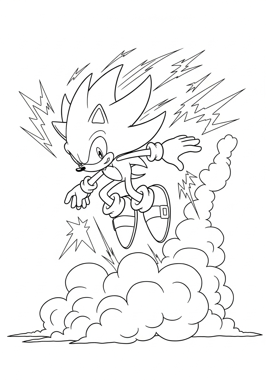 Super Sonic Coloring Pages 12 printable Super Sonic coloring pages for adults