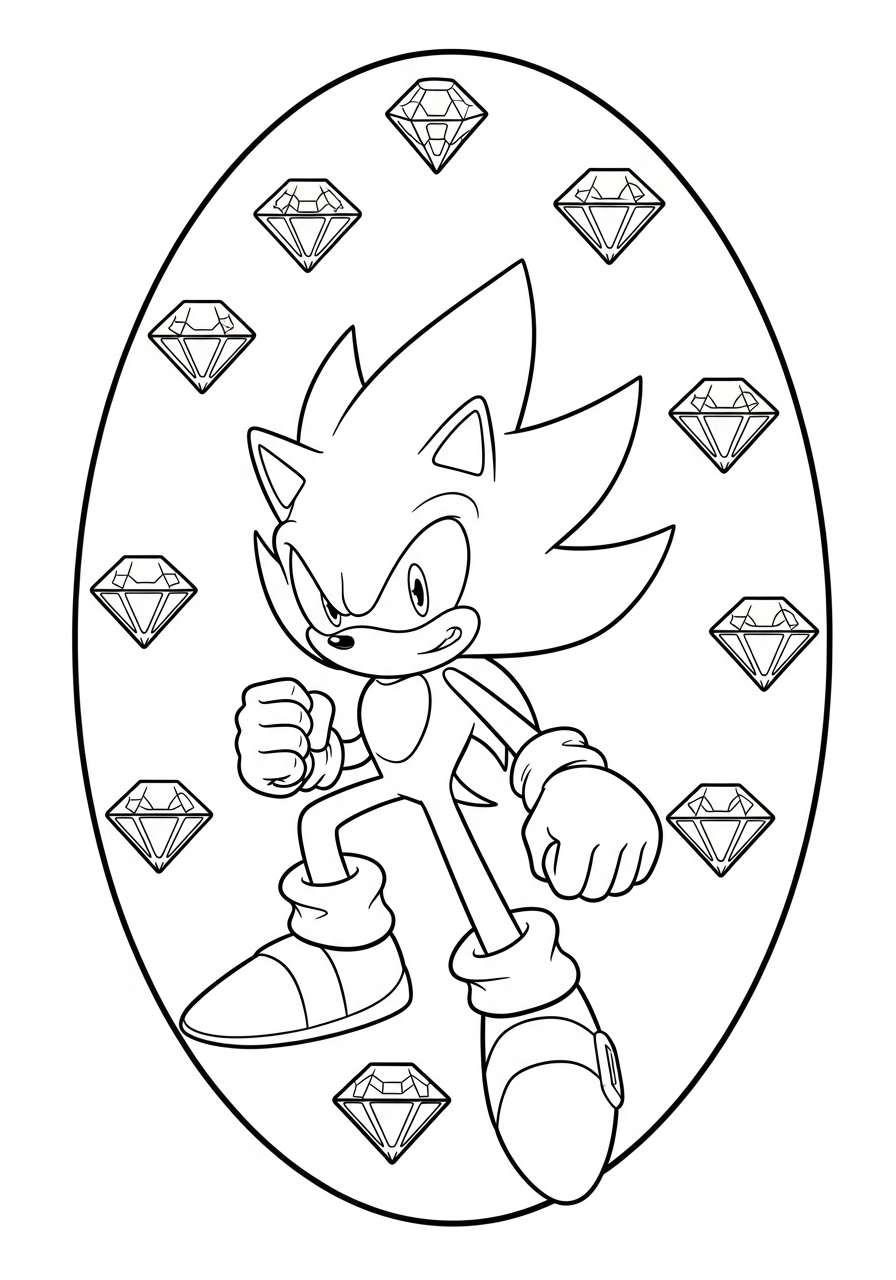 Super Sonic Coloring Pages 14 free full size printable Super Sonic coloring pages for adults pdf