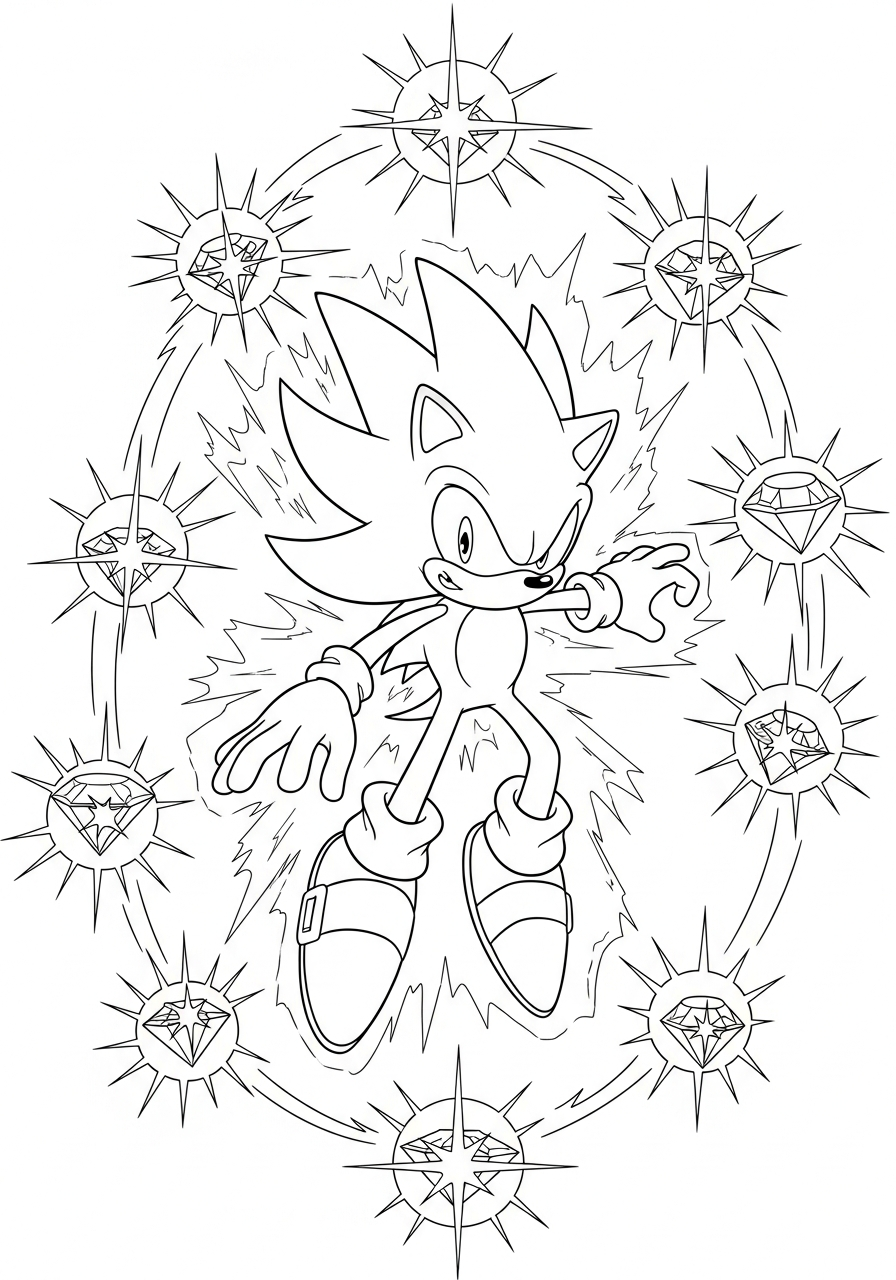 Super Sonic Coloring Pages 4 easy Super Sonic coloring pages
