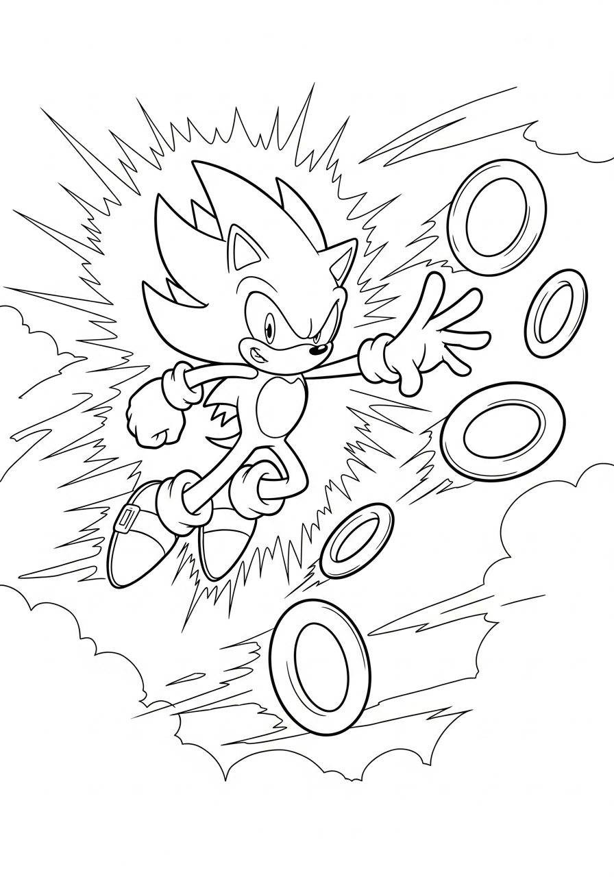 Super Sonic Coloring Pages 10 cute Super Sonic coloring pages
