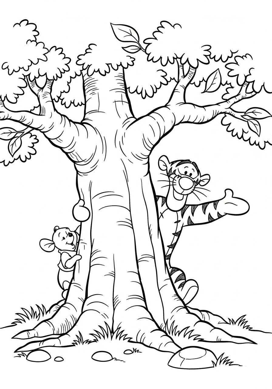 free Tigger tree coloring pages 1