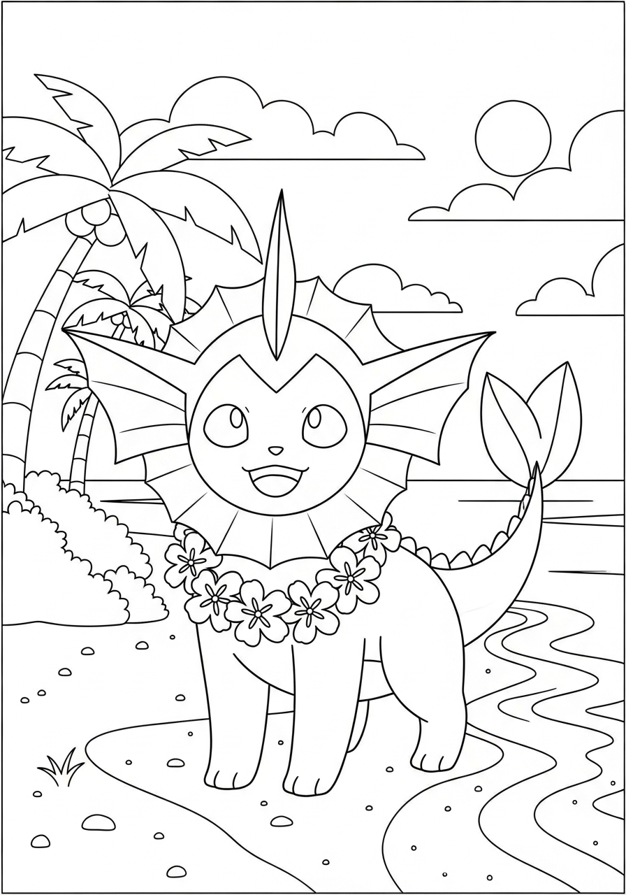 Vaporeon coloring pages for adults easy