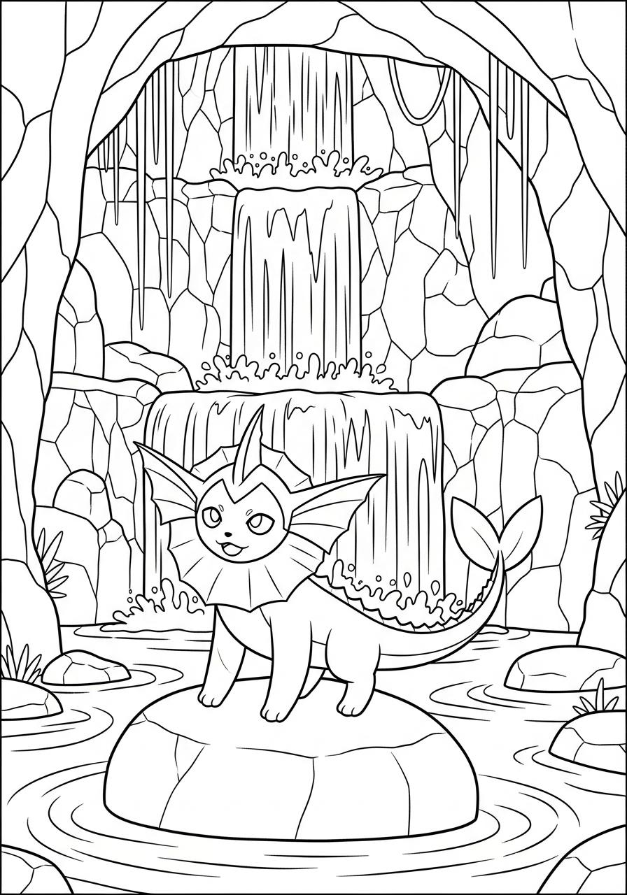 kawaii cute Vaporeon coloring pages
