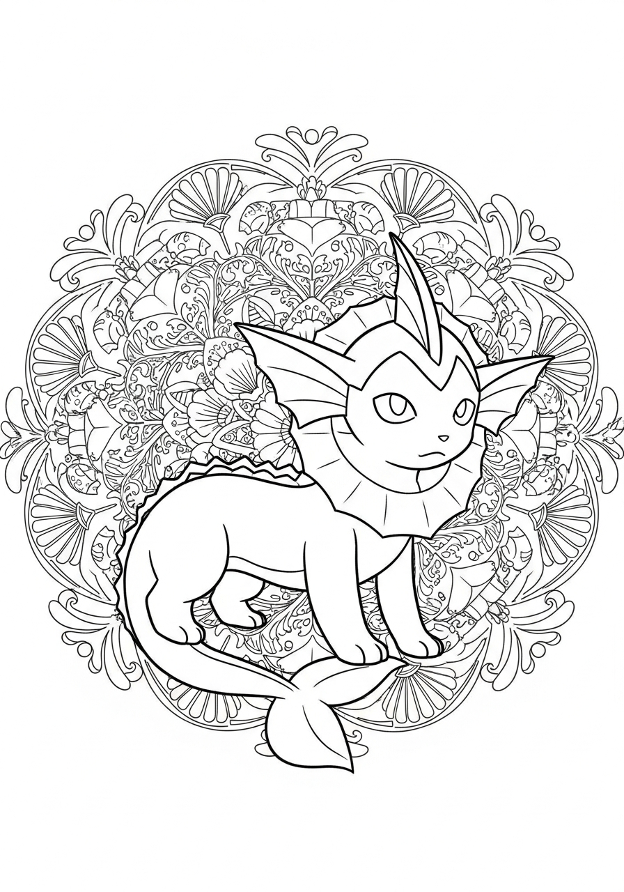 Vaporeon free coloring pages 1
