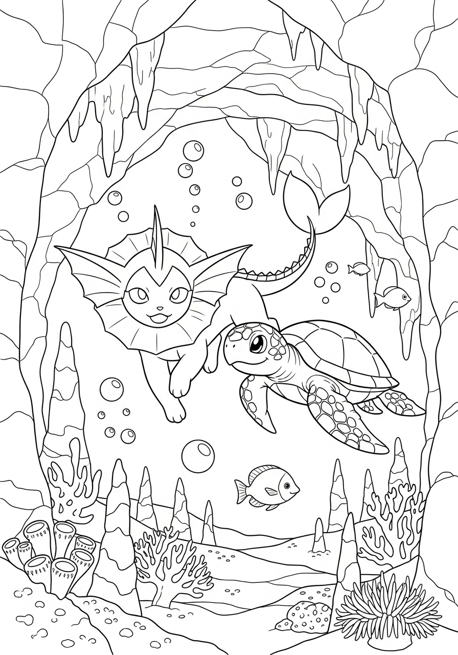 free Vaporeon tree coloring pages