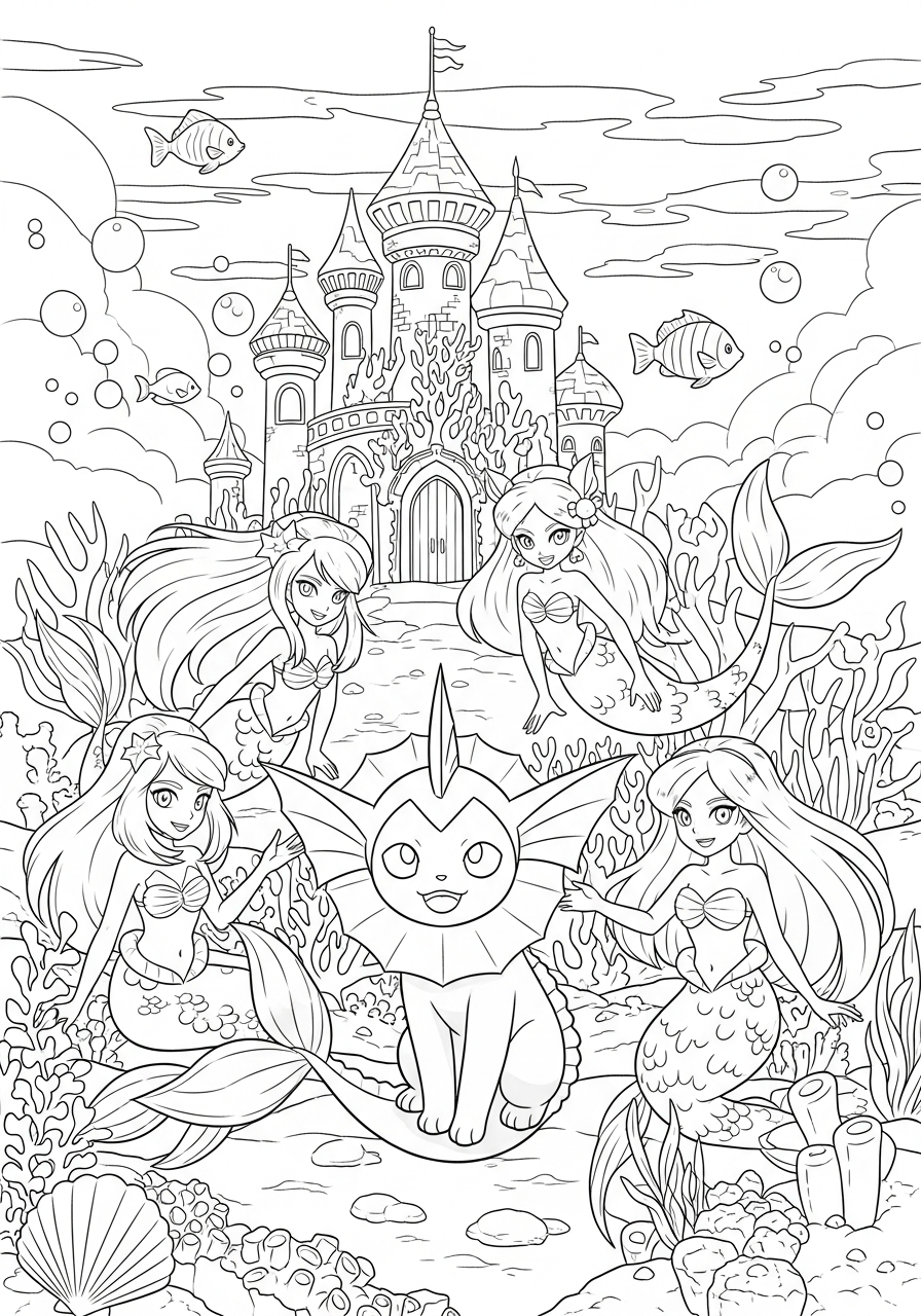 free Vaporeon coloring pages