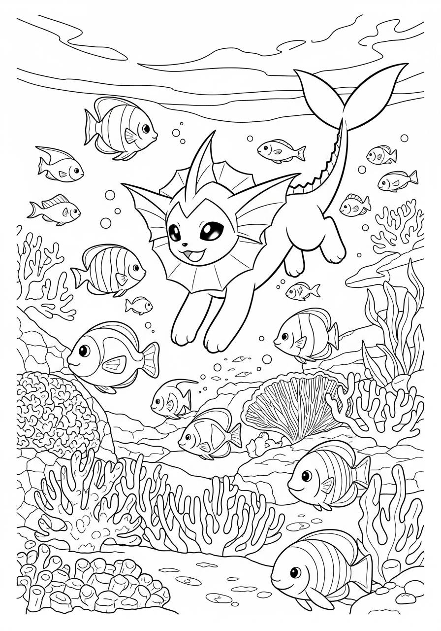 free coloring Vaporeon pages