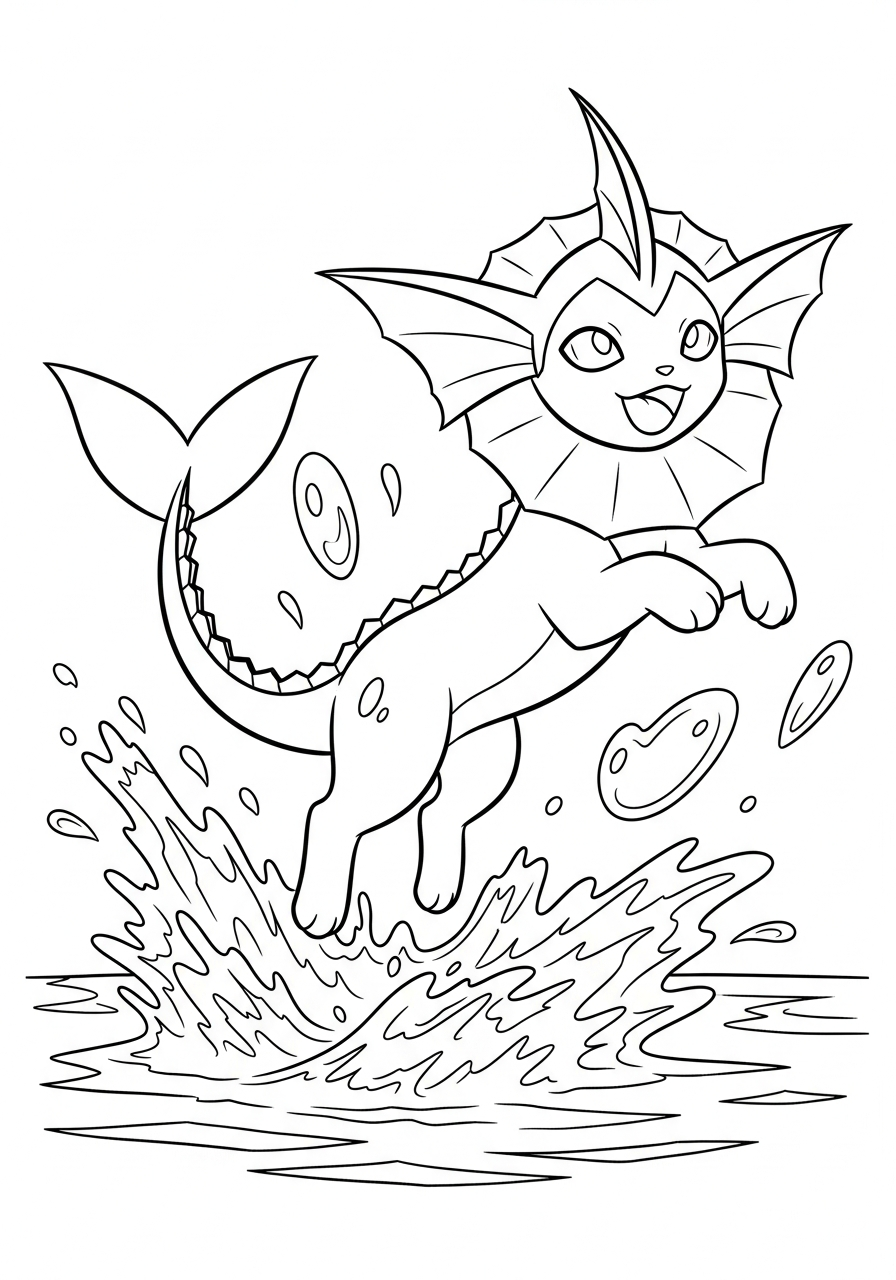free full size printable Vaporeon coloring pages for adults pdf