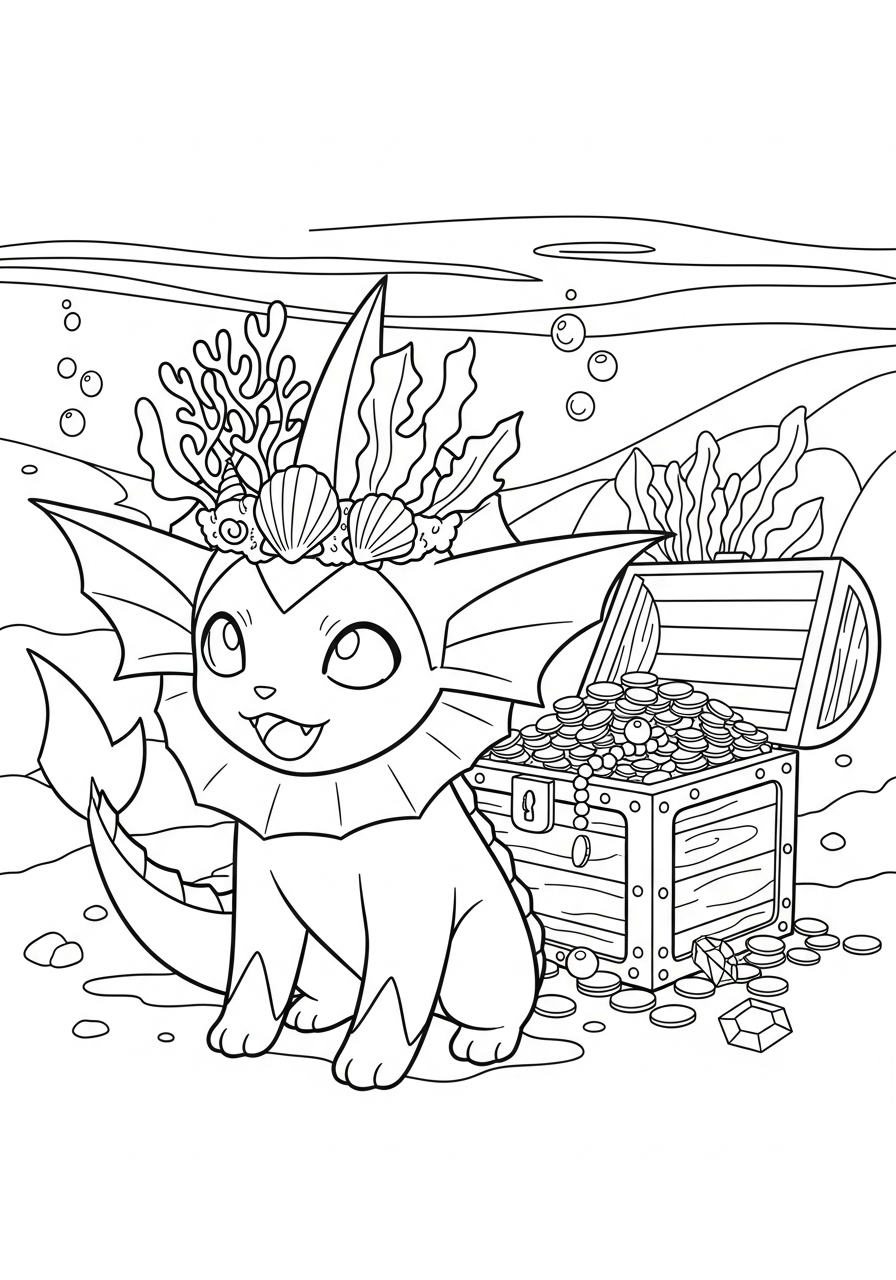 Vaporeon coloring pages for preschoolers