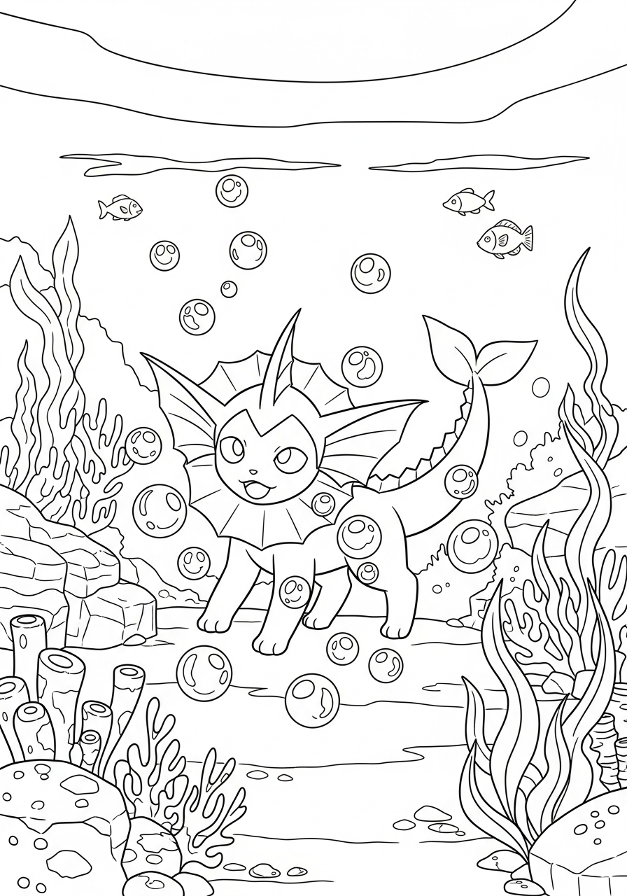 adult Vaporeon coloring pages 1