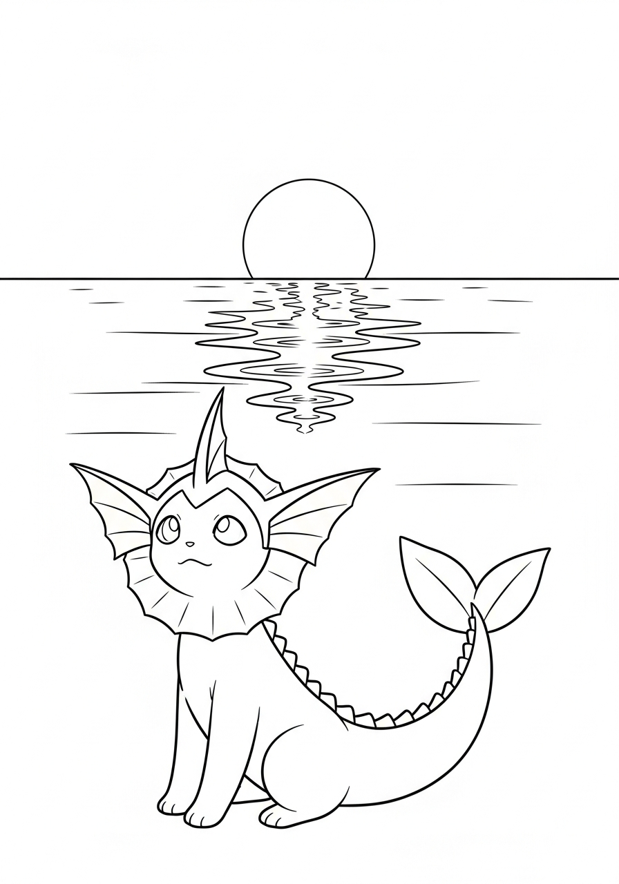 Vaporeon coloring pages for preschoolers 1