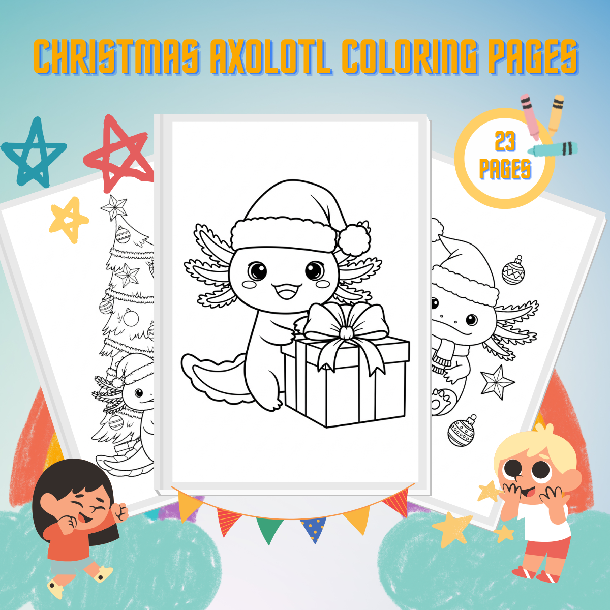 Christmas Axolotl Coloring Pages thumbnail