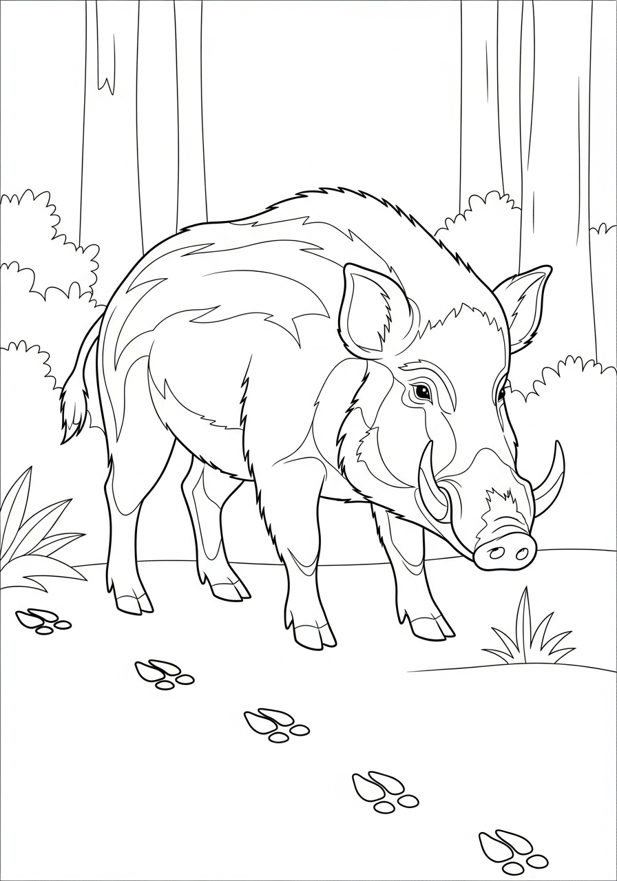 detailed Wild Boar coloring pages 1