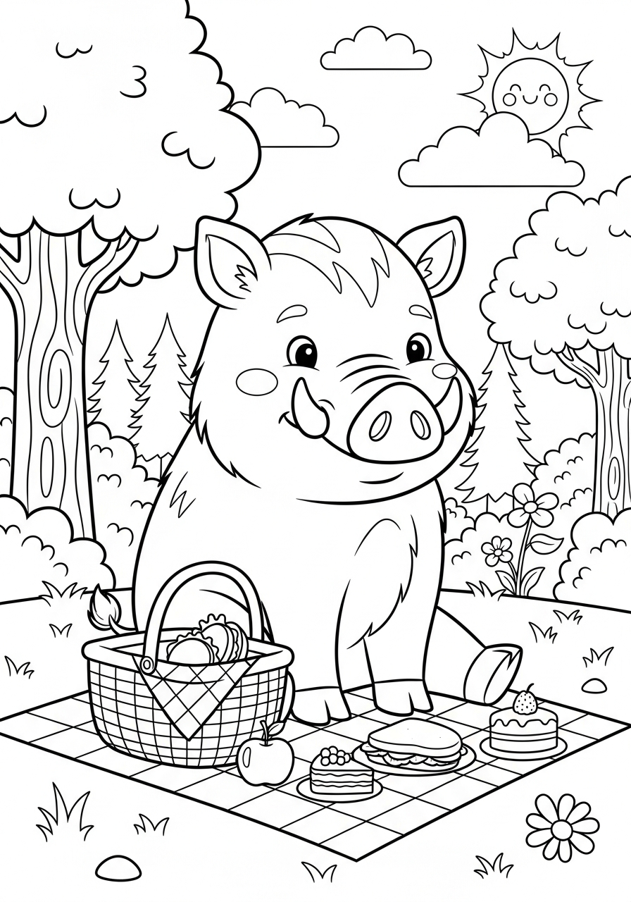 merry Wild Boar coloring pages 1