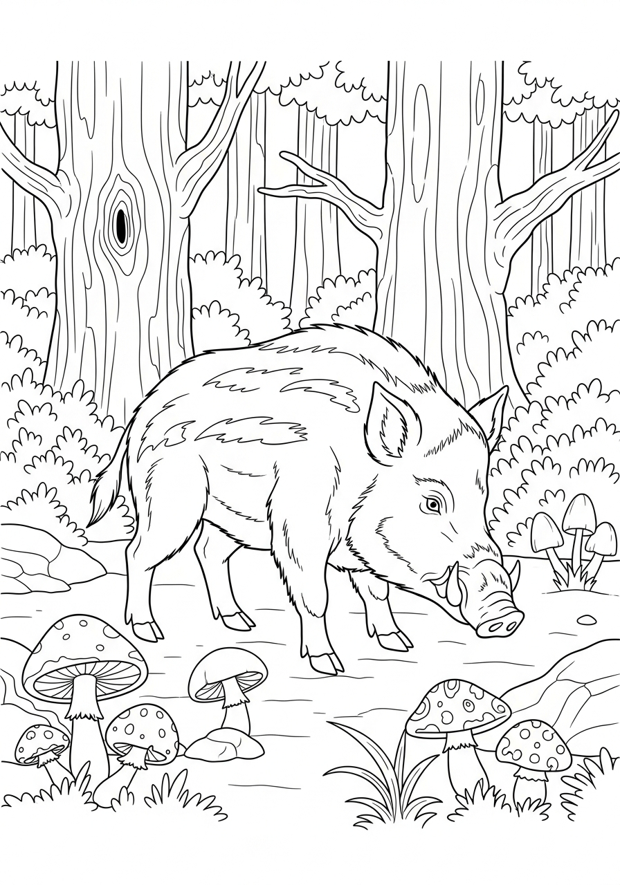free printable Wild Boar coloring pages