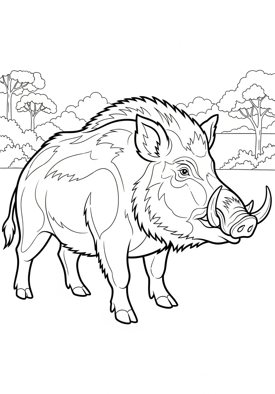 Wild Boar adult coloring pages
