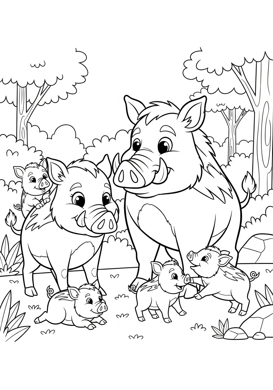 Wild Boar coloring pages for adults