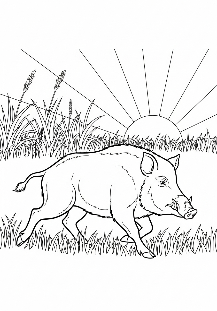 Wild Boar coloring pages for kids