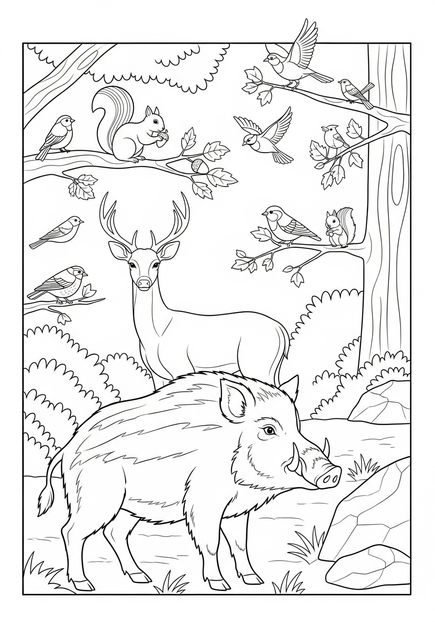 Wild Boar coloring pages for preschoolers