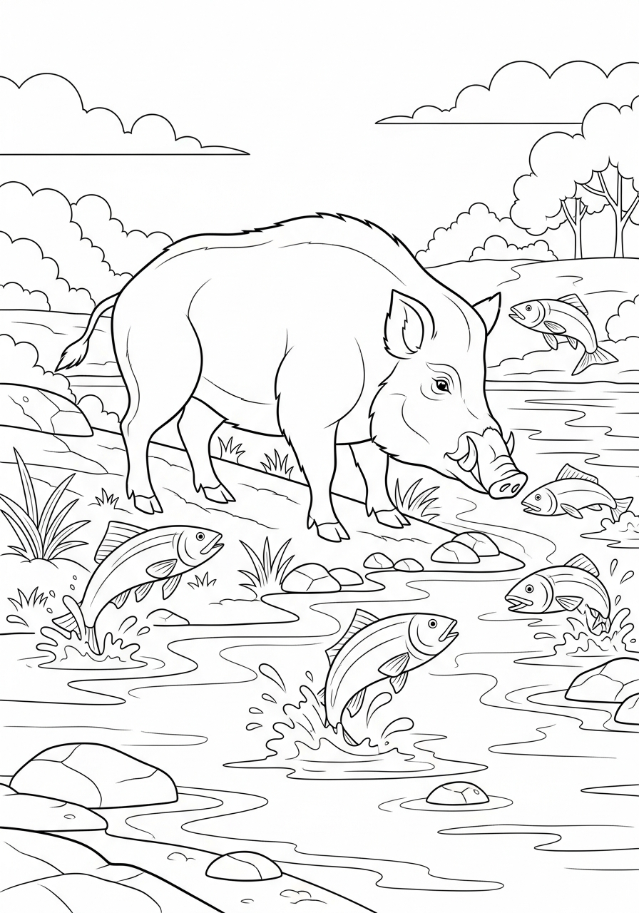Wild Boar coloring pages for preschoolers 1