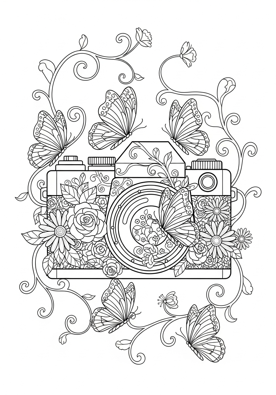 free printable Camera coloring pages 1