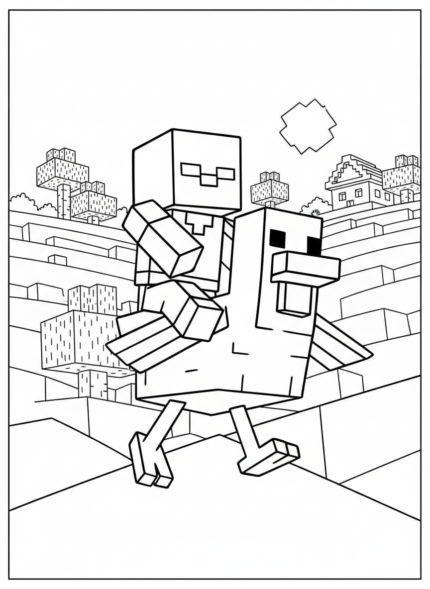 free printable Chicken Jockey coloring pages 2