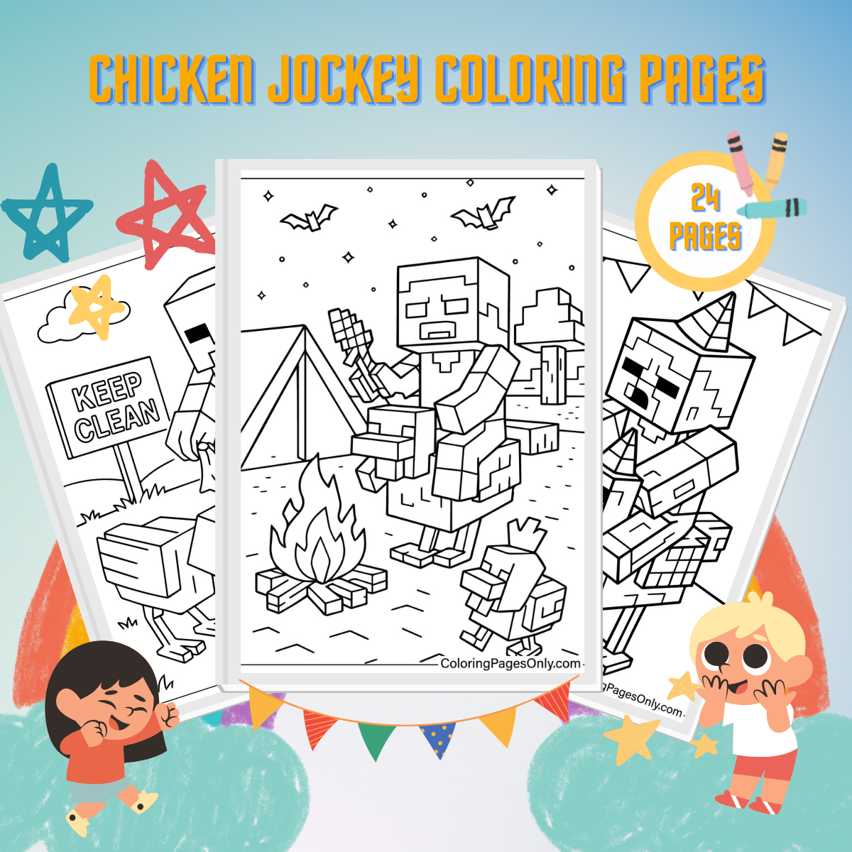Chicken Jockey Coloring Pages thumbnail