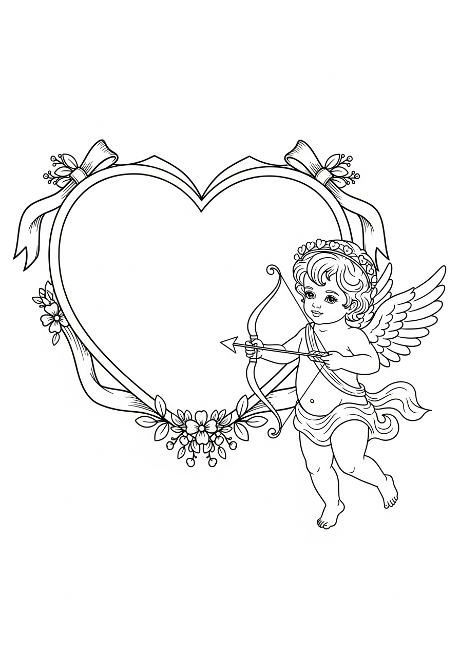 Cupid coloring pages for adults easy