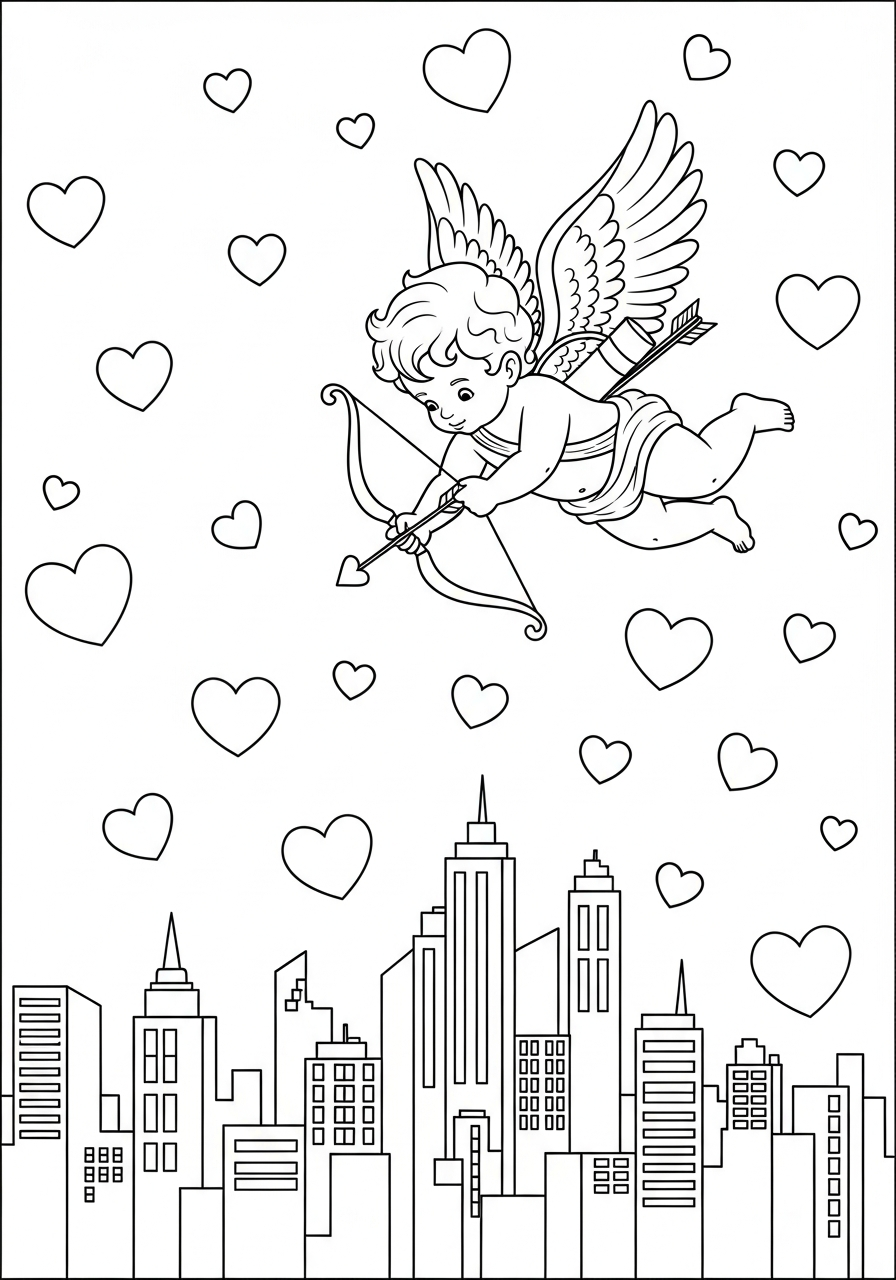 easy cute Cupid coloring pages 1