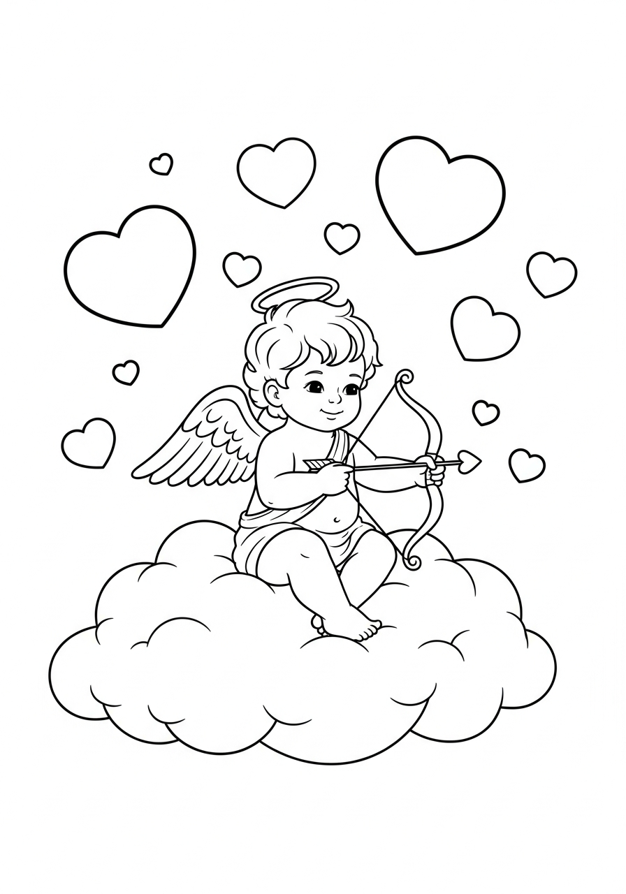 Cupid cards coloring pages