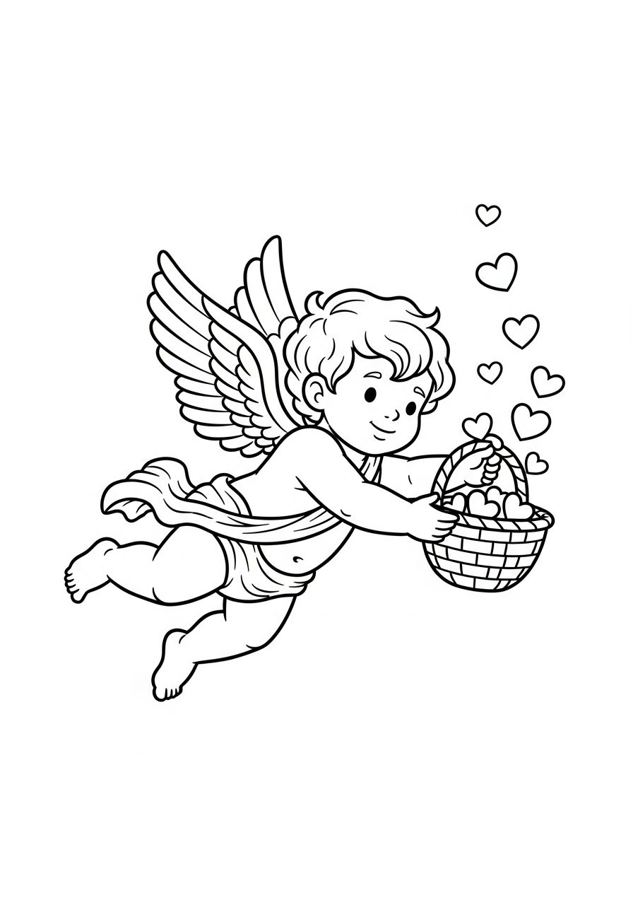 free Cupid tree coloring pages