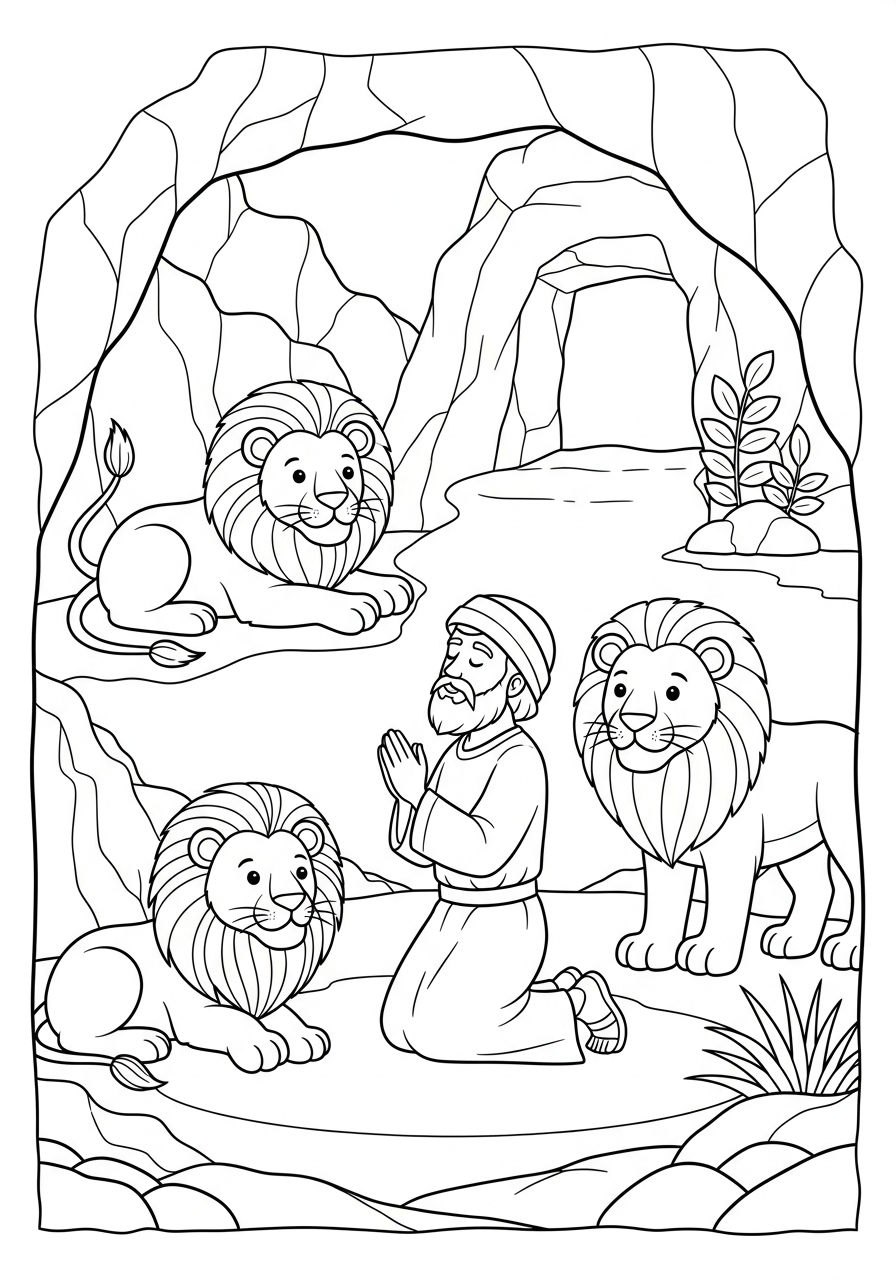 Daniel in the Lions Den Coloring Pages 2 free Daniel in the Lions Den coloring pages for adults