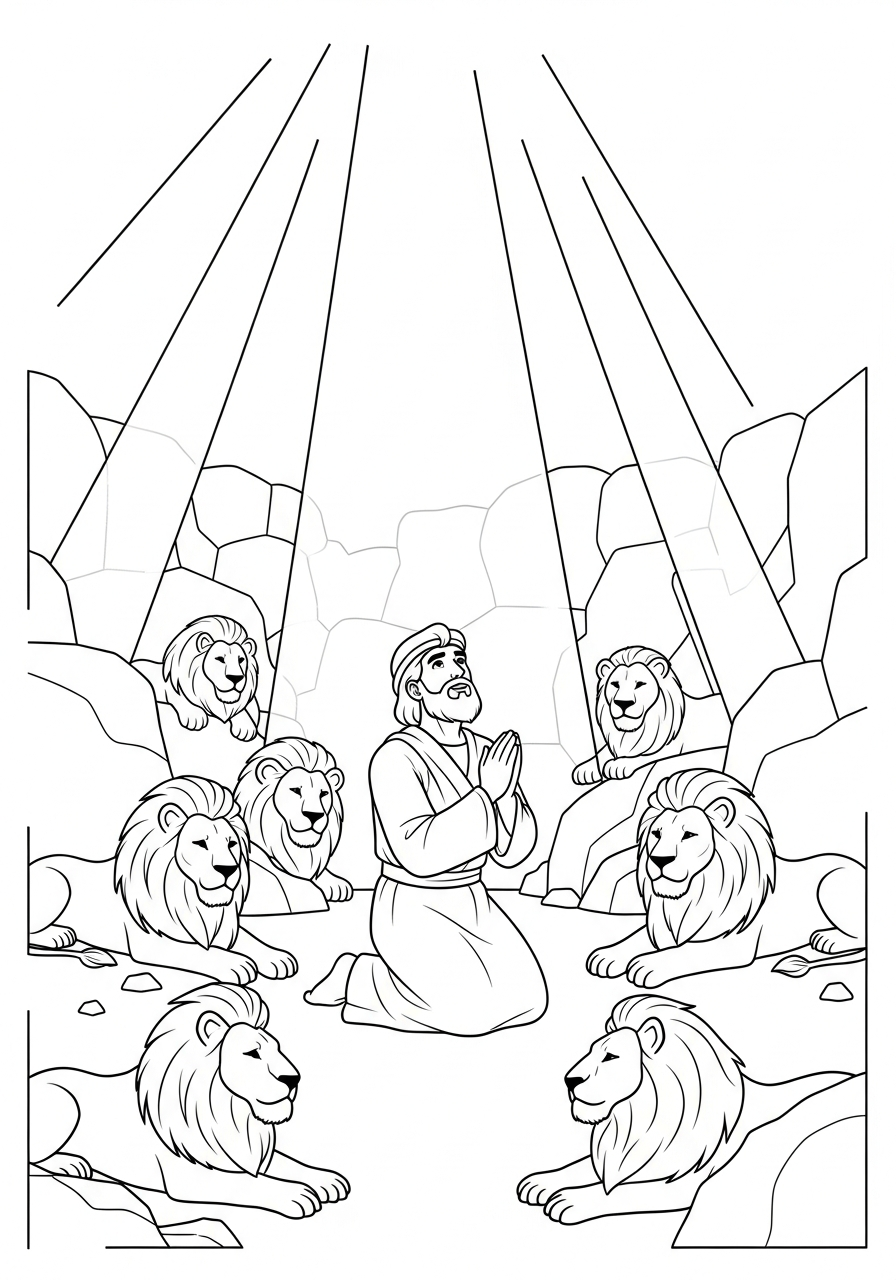 Daniel in the Lions Den Coloring Pages 14 Daniel in the Lions Den cards coloring pages