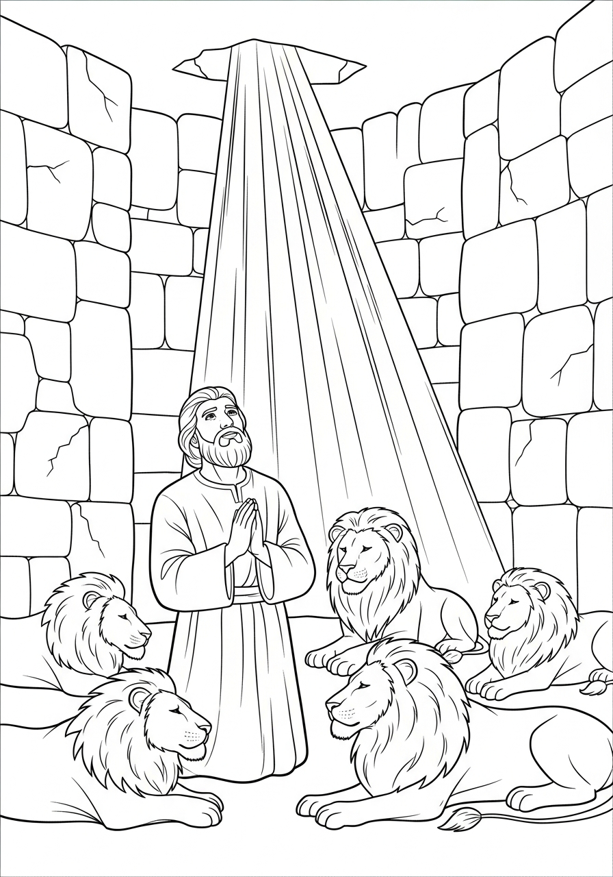Daniel in the Lions Den Coloring Pages 5 free printable coloring pages Daniel in the Lions Den