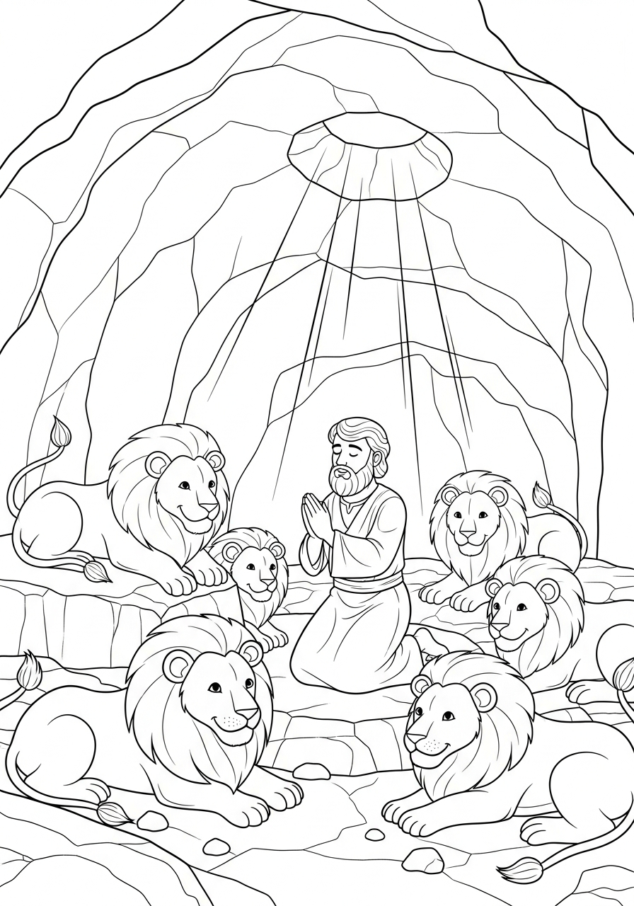 Daniel in the Lions Den Coloring Pages 9 kawaii cute Daniel in the Lions Den coloring pages