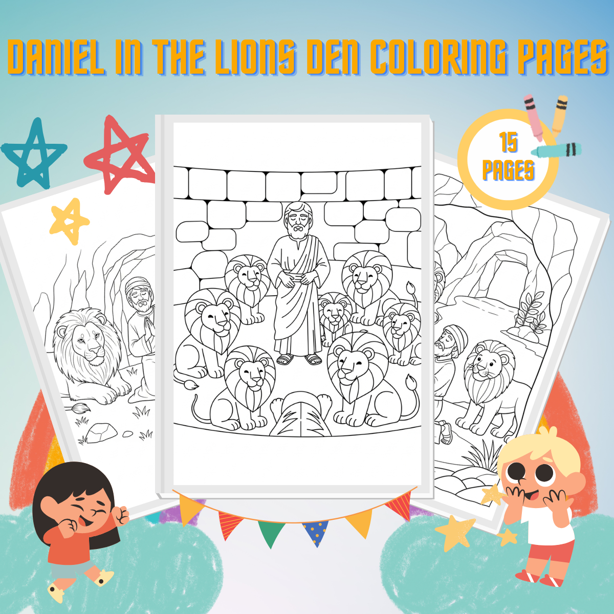 Daniel in the Lions Den Coloring Pages thumbnail