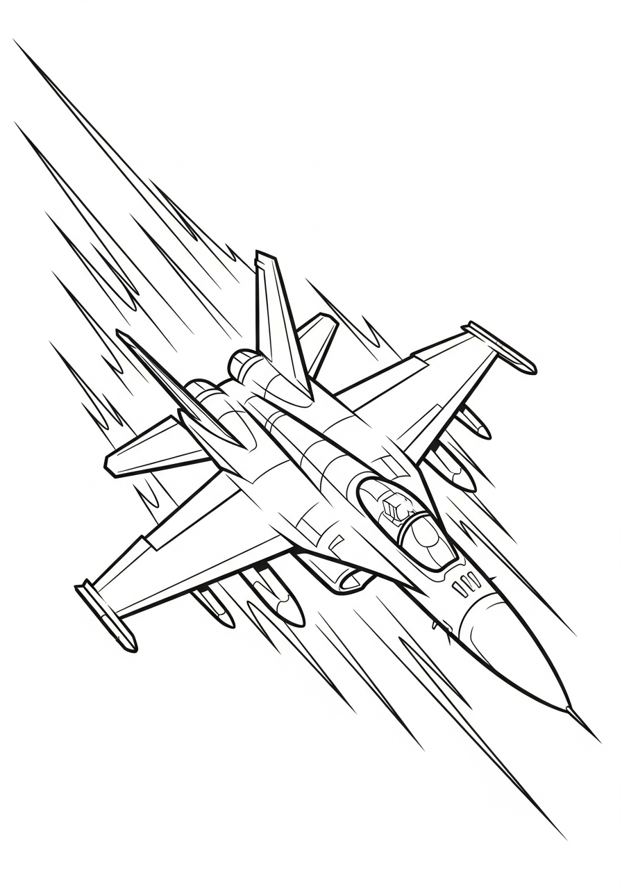 Fighter Jet coloring pages easy