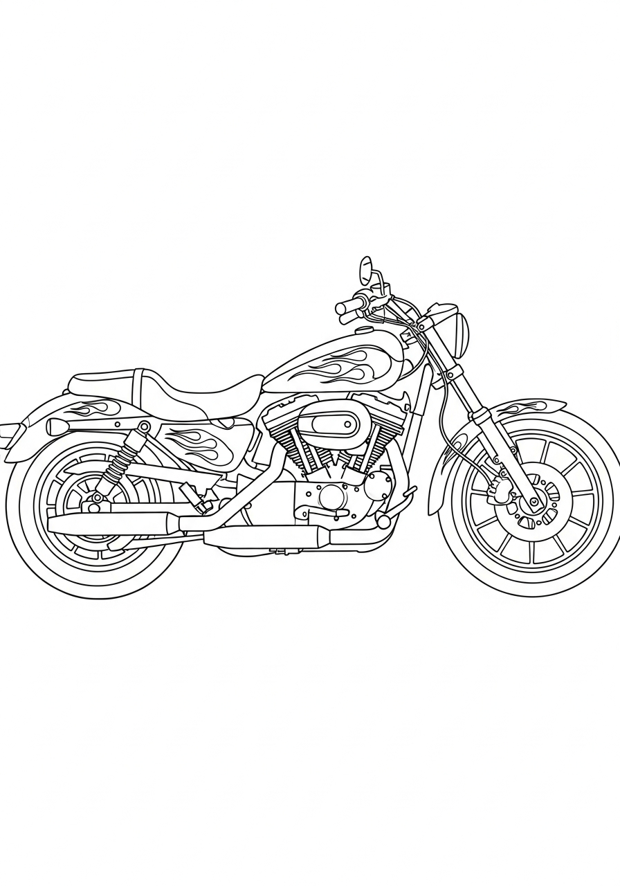 easy cute Harley Davidson coloring pages