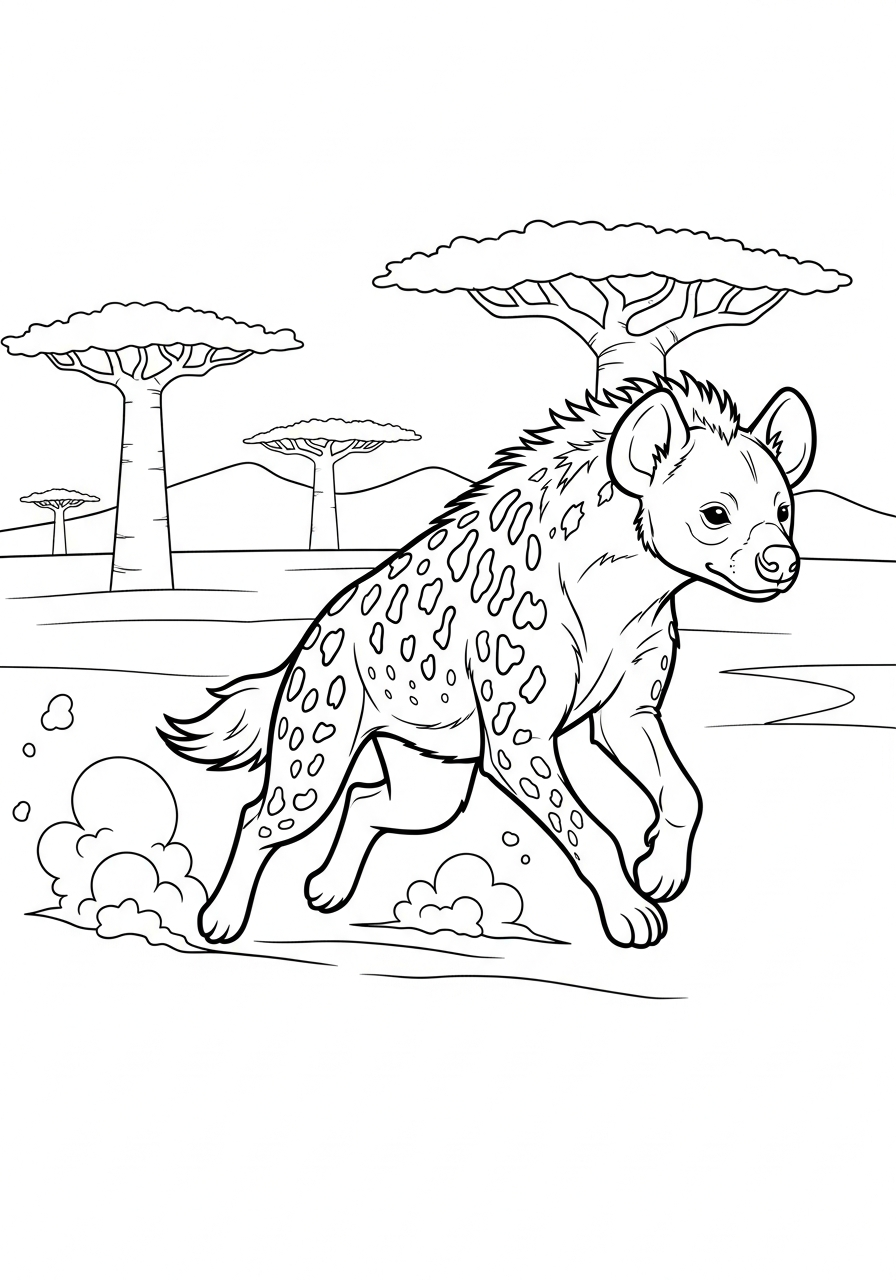 Hyena coloring pages for adults easy