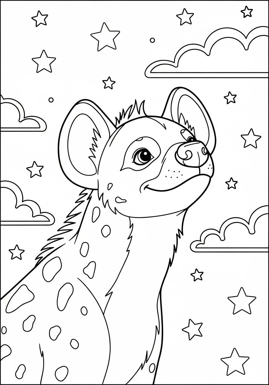 easy cute Hyena coloring pages