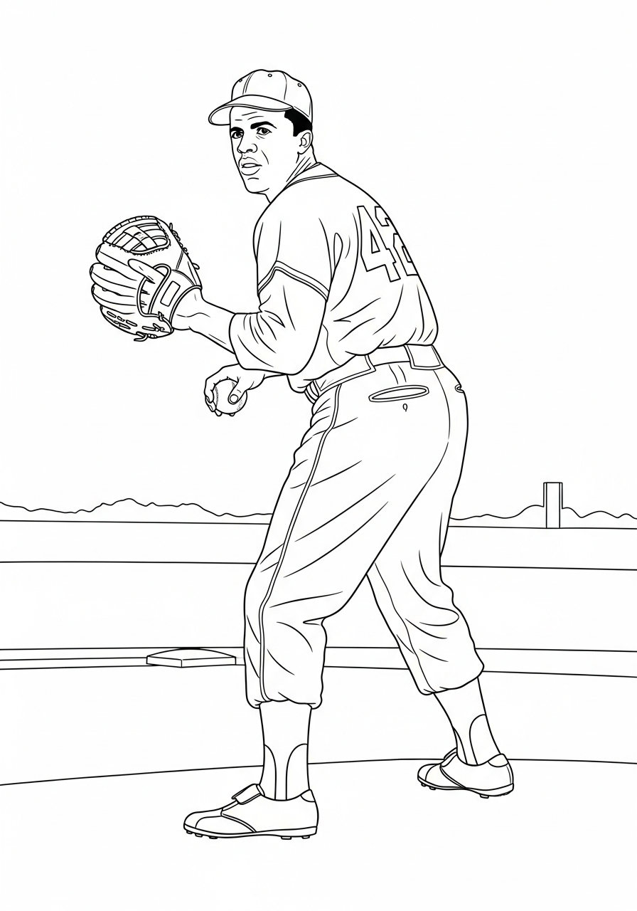 Jackie Robinson ornament coloring pages 1