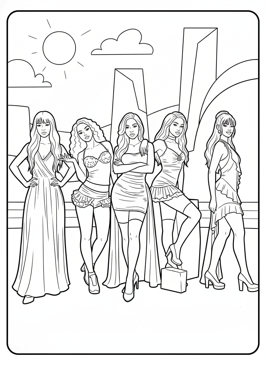 vintage Katseye coloring pages