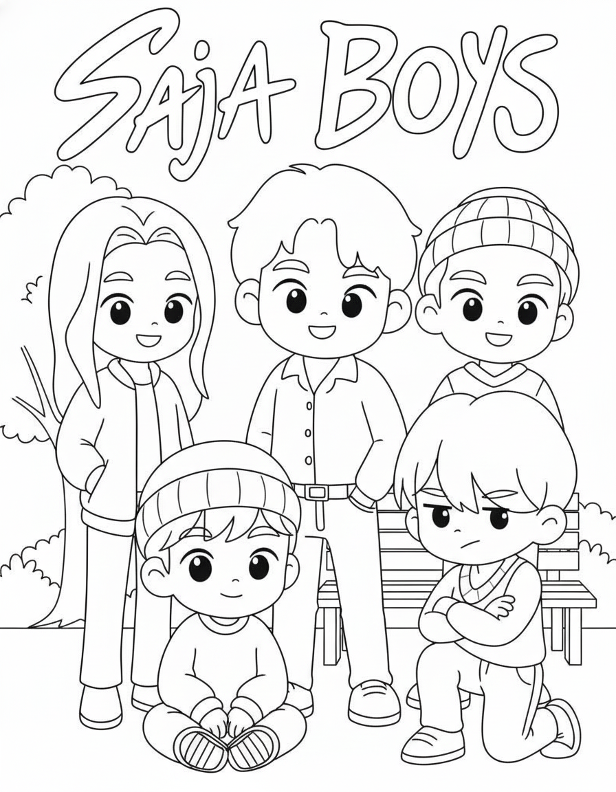 coloring pages for kids Saja Boys